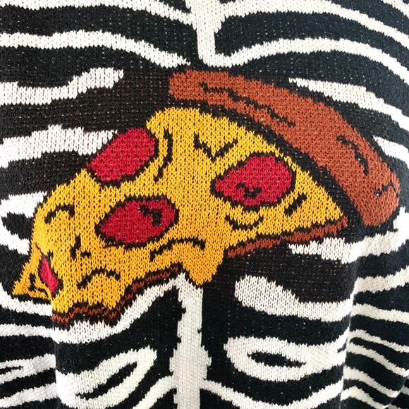 Zara Pizza Zebra Stripe Jacquard Knit Sweater - Picture 7 of 13